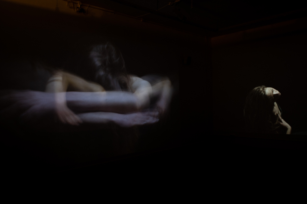 Installation view of dual-projected dance film